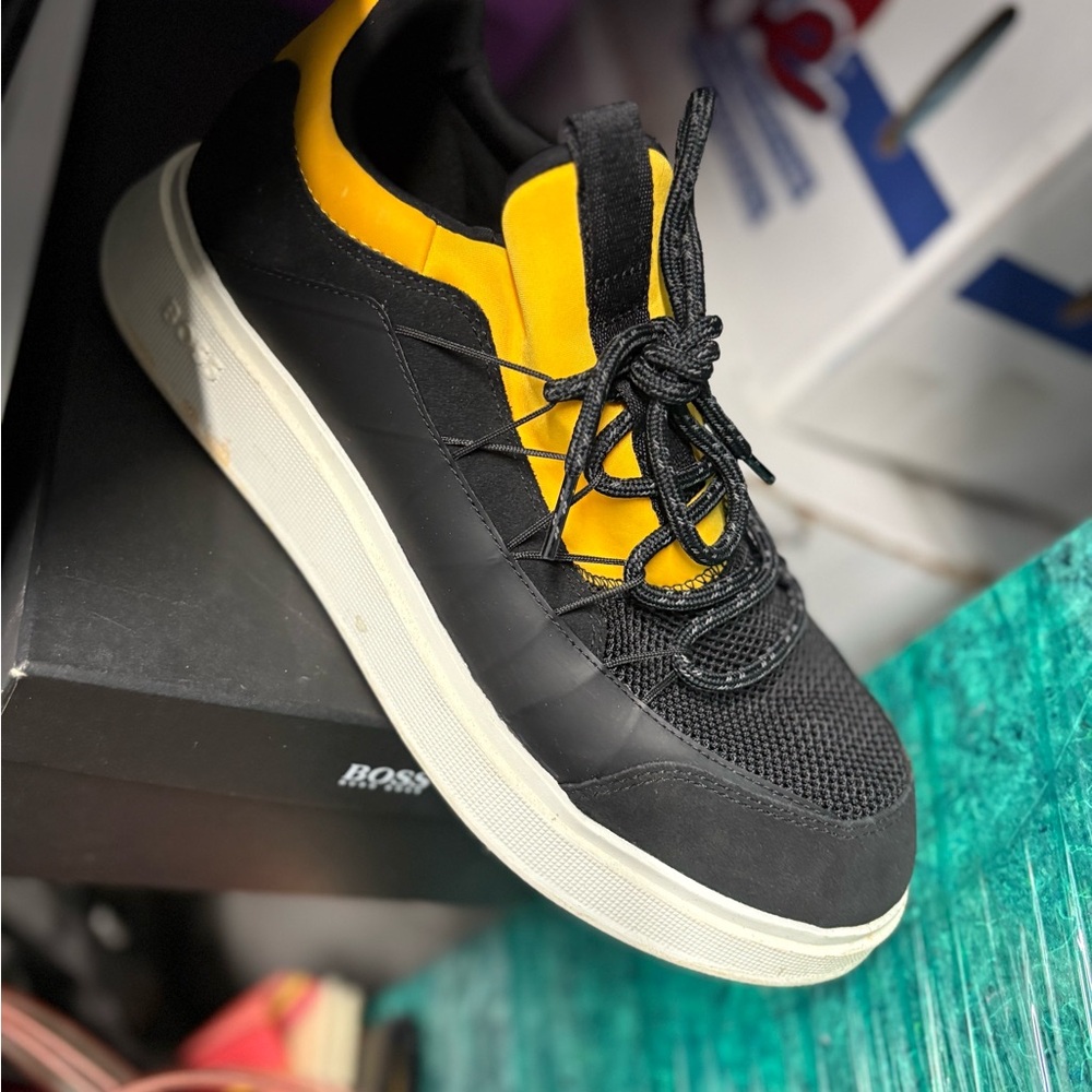 BOSS Black and Yellow Men's Sneakers